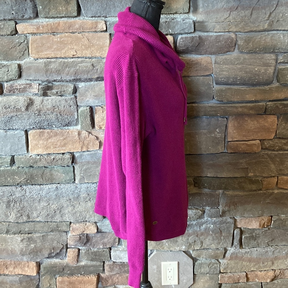 Lauren Ralph Lauren Waffle Knit Thermal Cowl Mock Neck Pullover Sweater - Picture 7 of 13